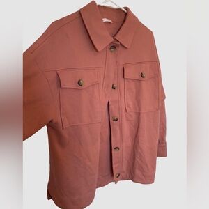 MNG dusty pink sweater with wooden buttons